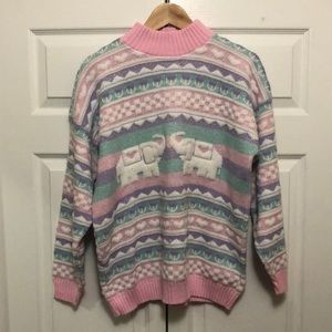 Vintage 80s Pastel Kawaii Fairy Kei Elephant Sweater
